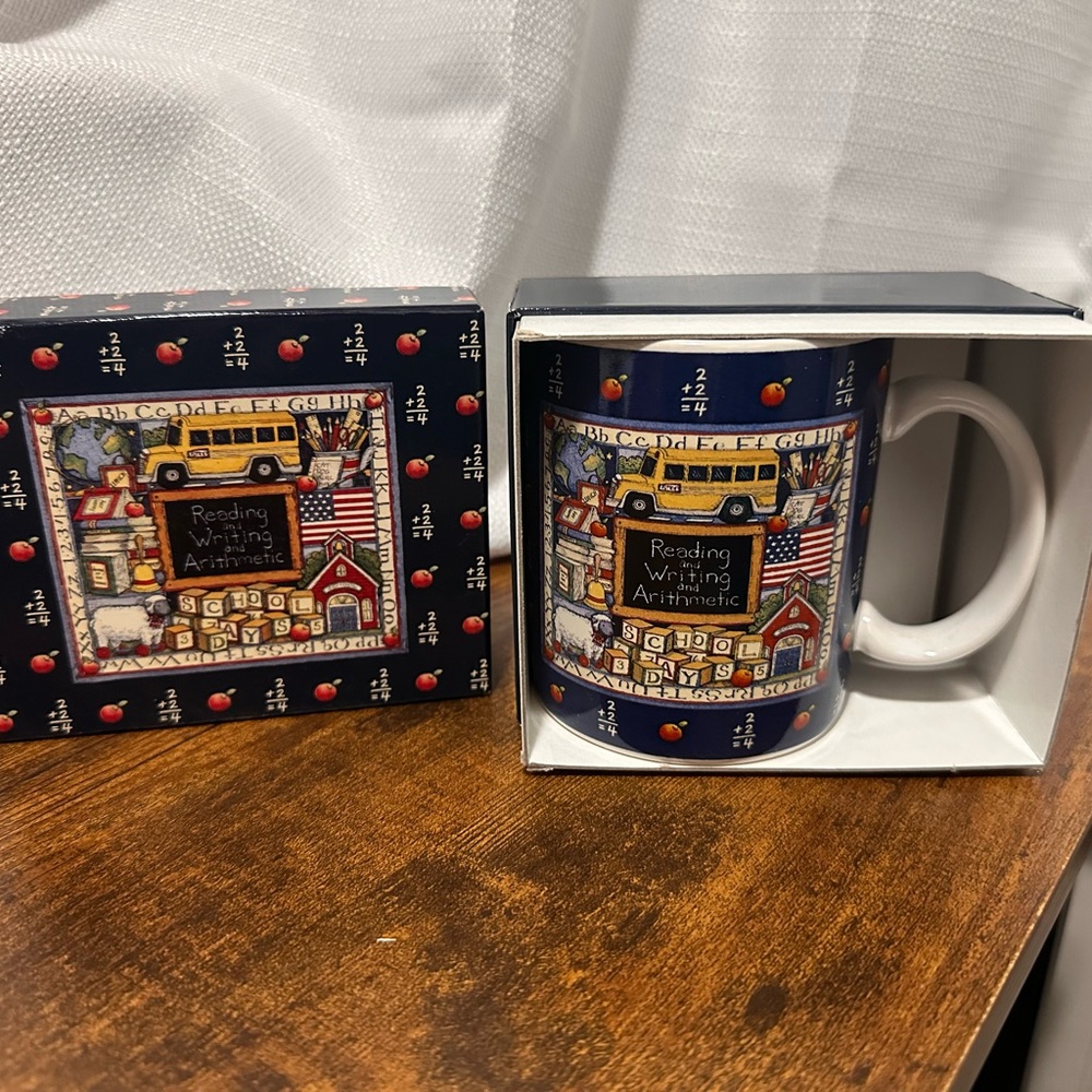Vintage collectable Charming School-Themed Mug with Blue Design